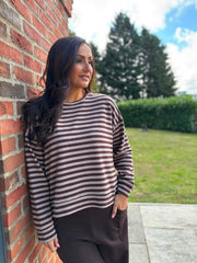 Mocha Striped Sweat Top Mollie