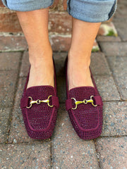 Wine Diamante Chain Loafer