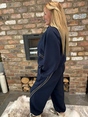 Navy Leopard Stripe Co-Ord Cherish