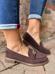 Chocolate Faux Suede Chain Loafer