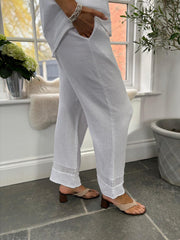 White Bubble Cotton Trouser Set Hayley