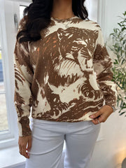 Chocolate Nature Animal Print Knit Raye