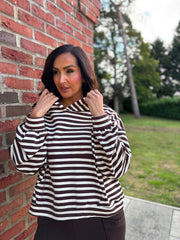Chocolate & Cream Striped Hoodie Ella