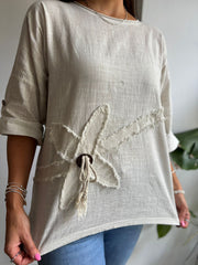 Stone Distressed Floral Top Danica
