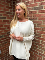 Antique Cream Diamante Sleeve Knit Amelia