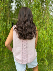 Pink Sleeveless Bubble Cotton Top Jean