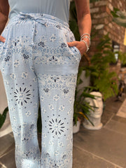 Denim Paisley Bubble Cotton Trousers Alina