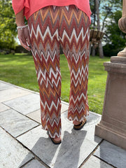 Rust Zig Zag Wide Leg Trousers