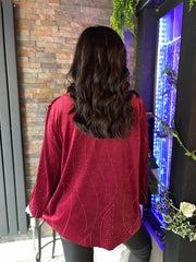 Wine Embellished Velour Top Zeta