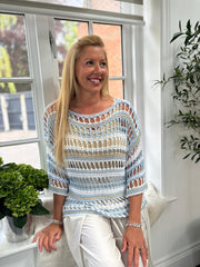 Blue Premium Striped Loose Knit Shona