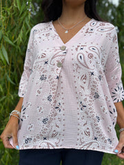 Rose Paisley Bubble Cotton Top Quinley