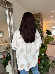White Leaf Embroidered Blouse Josephine