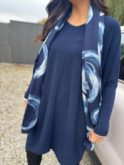 Navy Ribbed Knit Dress Yasmin