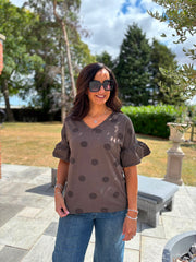 Chocolate Polka Dot Top Amber