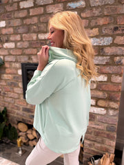 Sage Hooded Button Shacket Mabel
