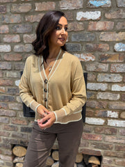 Gold Contrast Trim Shimmer Cardi Ophelia