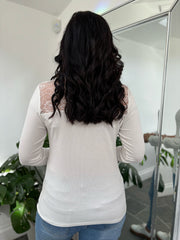 White Lace Ribbed Top Francesca