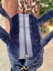 Navy Fluffy Tote Bag
