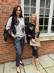 Grey Leopard Lace Heart Knit Olivia