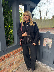 Black Boucle High Neck Bomber Jacket Jude