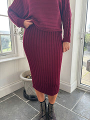 Wine Cable Detail Ribbed Two Piece