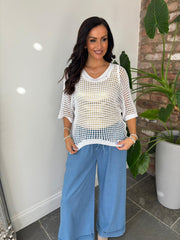 White Open Weave Knit Cassandra