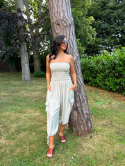 Stone Cargo Pocket Jumpsuit Verity