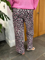 Pink Leopard Seam Front Trousers