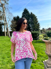 Lipstick Pink Leopard Tee Reese