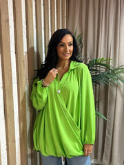 Lime Crepe Crossover Blouse Tiffany