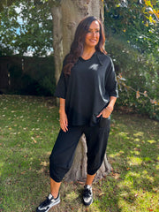 Black Crochet Hooded Top Clarice