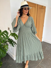 Khaki Luxury Elegant Lace Dress Athena