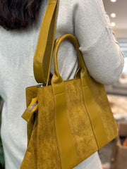 Mustard Multi Fabric Handbag