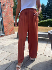 Rust Wide Leg Pull On Trousers Cara