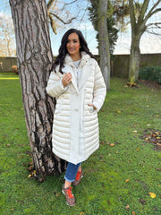 Stone Premium Quilted Longline Coat Amanda
