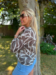 Chocolate Abstract Leaf Blouse Hailey
