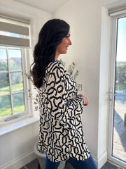 Antique Cream Geometric Longline Zip Top Cassie