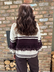 Grape Fringed Stripe Knit Toni