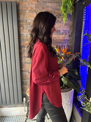 Wine Long Sleeve Blouse Melissa