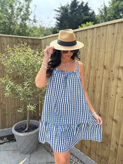 Navy Gingham Sun Dress Lauren