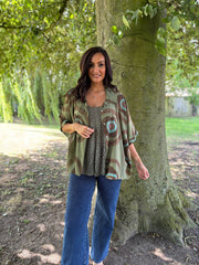 Khaki Tie Dye Print Blouse Katherine