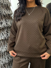 Chocolate Diamante Sweat Top Nina
