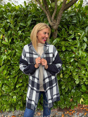 Navy Check Hooded Cardigan Taylor