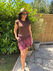 Wine Polka Dot Shorts Tiana