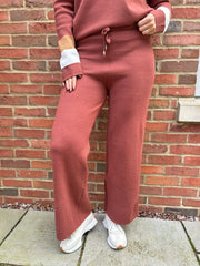 Chocolate Drawstring Knitted Trousers Ophelia