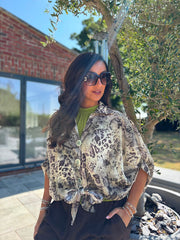 Stone Mixed Animal Print Shirt Davina