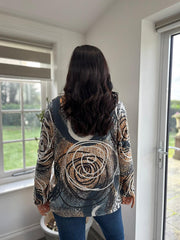 Navy Circle V Neck Top Amy