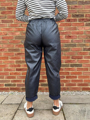 Navy Coated Trousers Sasha