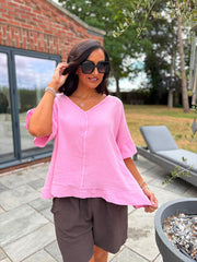 Candy Pink Bubble Cotton Top Kimberly
