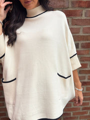 Antique Cream Luxury Trim Detail Pocket Knit Anna